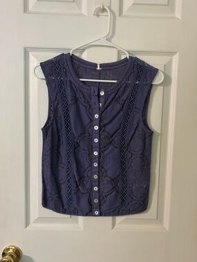 NWOT Free People Navy Jae Knit Top